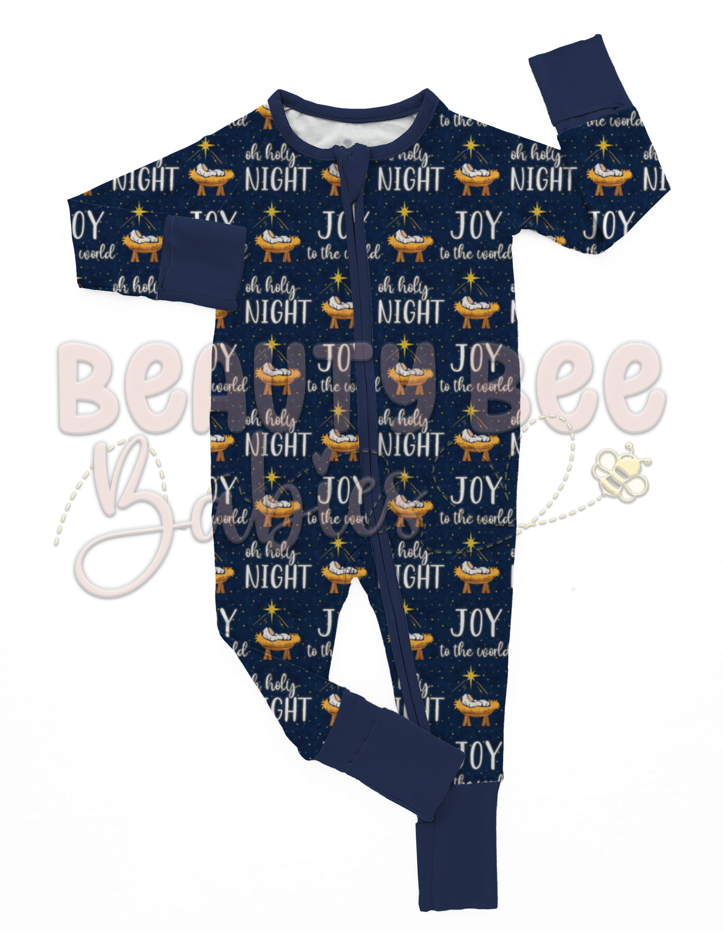 PREORDER Oh Holy Night Bamboo Viscose Long Sleeve Zip Pajamas