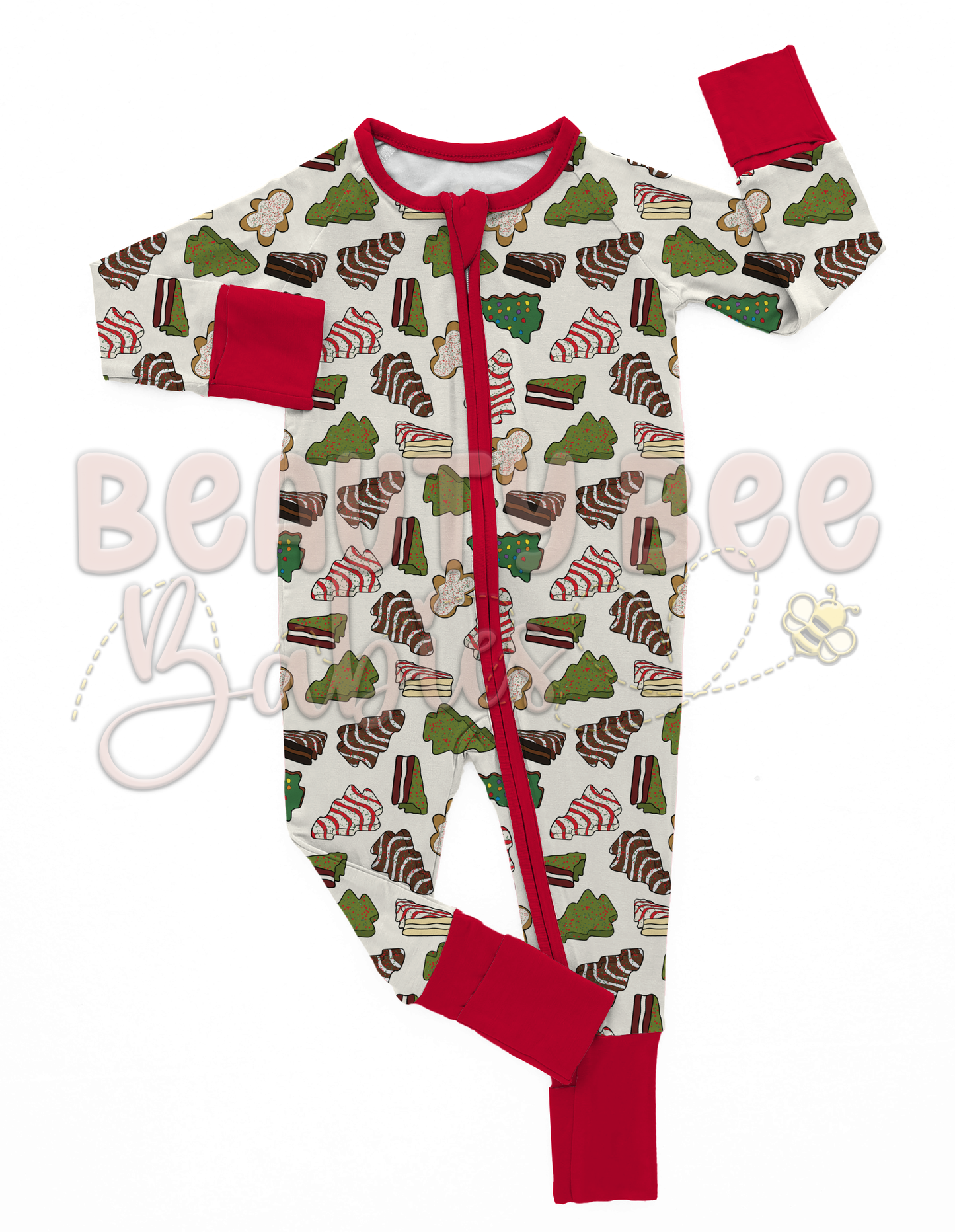 PREORDER Christmas Cakes Bamboo Viscose Long Sleeve Zip Pajamas