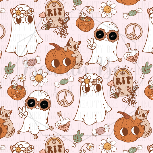 Boho Halloween Pink SEAMLESS PATTERN