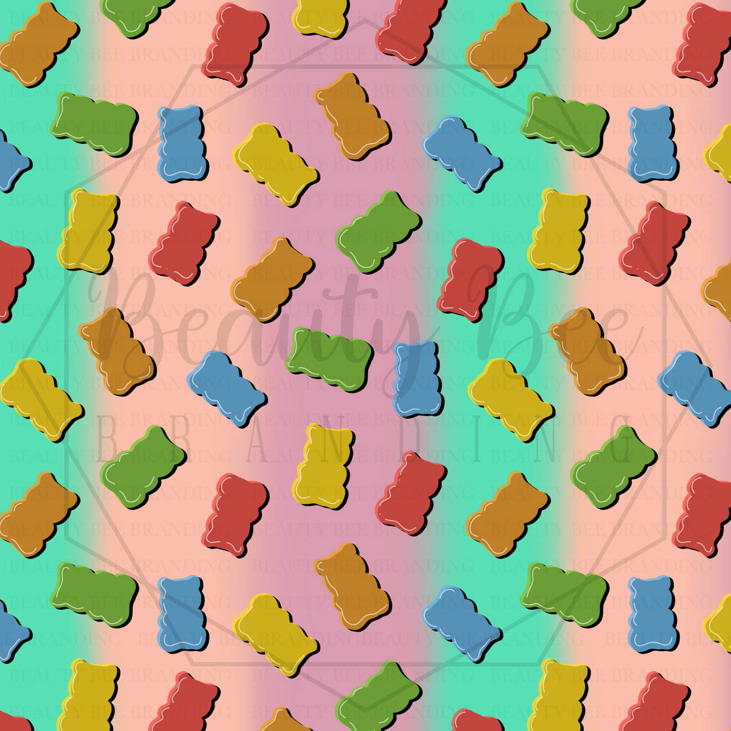 Sugar Rush Gummy Bears Gradient V1 SEAMLESS PATTERN