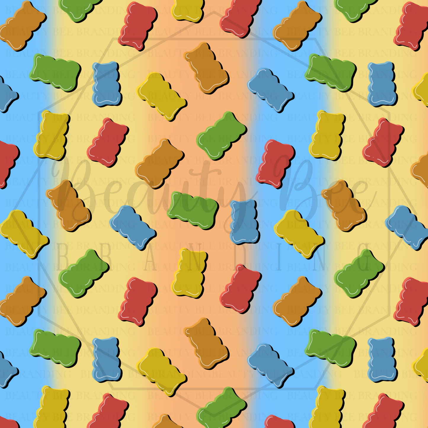 Sugar Rush Gummy Bears Gradient V2 SEAMLESS PATTERN
