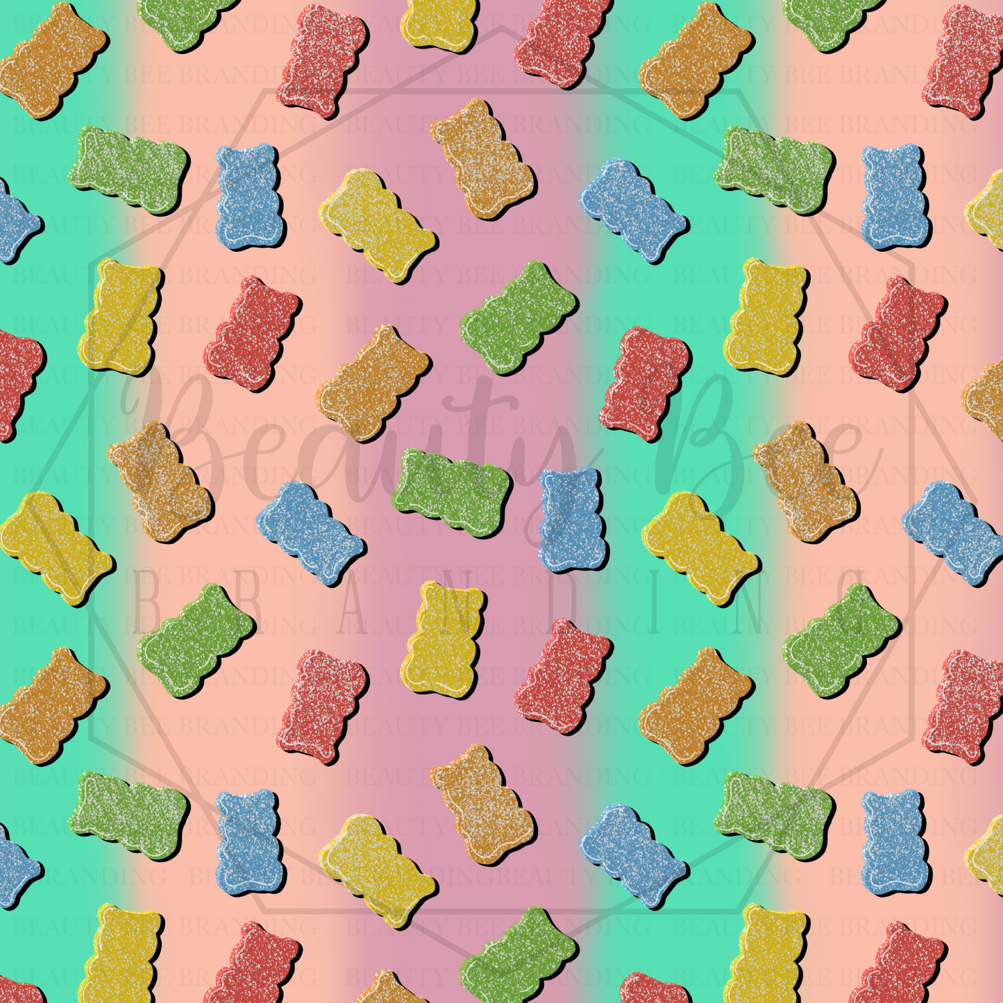 Sugar Rush Gummy Bears Sour Gradient V1 SEAMLESS PATTERN