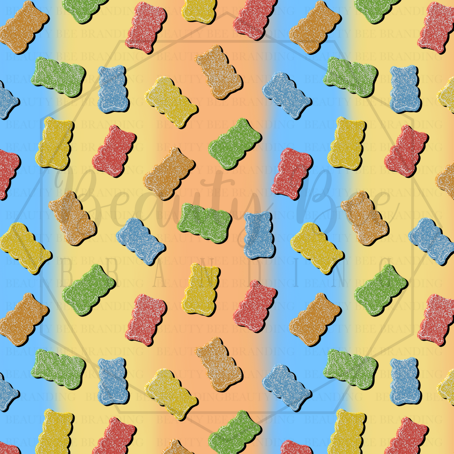 Sugar Rush Gummy Bears Sour Gradient V2 SEAMLESS PATTERN