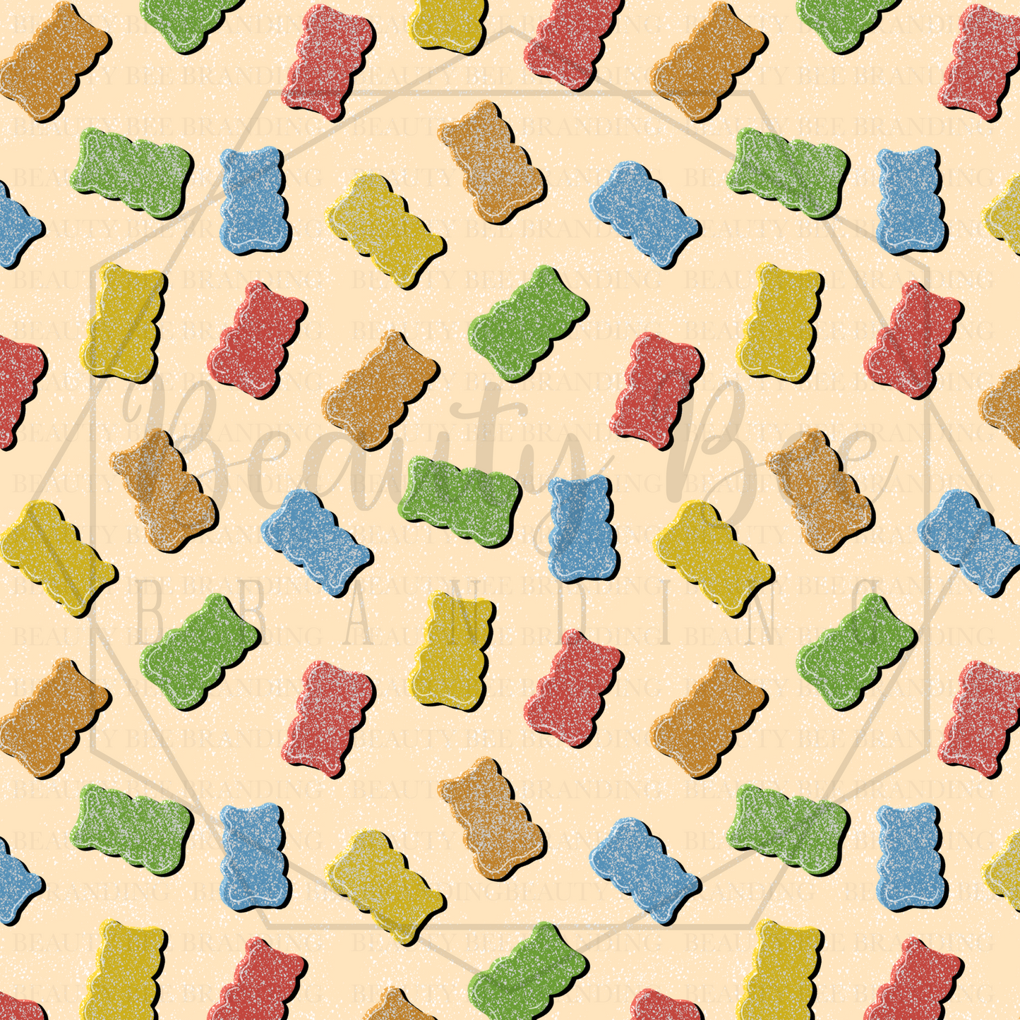 Sugar Rush Gummy Bears Sour Neutral SEAMLESS PATTERN