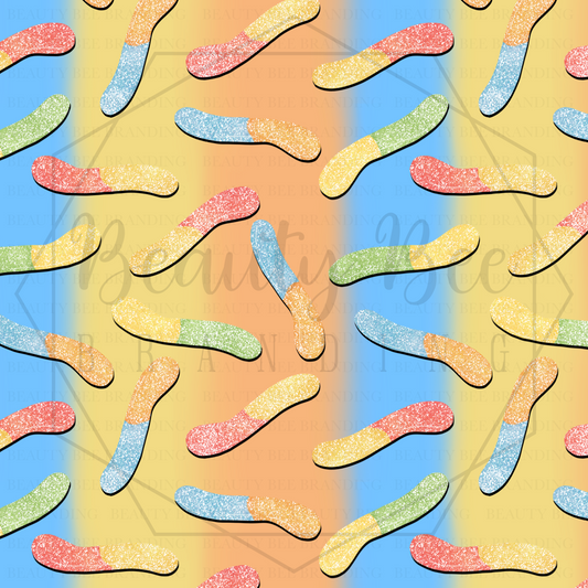 Sugar Rush Gummy Worms Gradient V2 SEAMLESS PATTERN