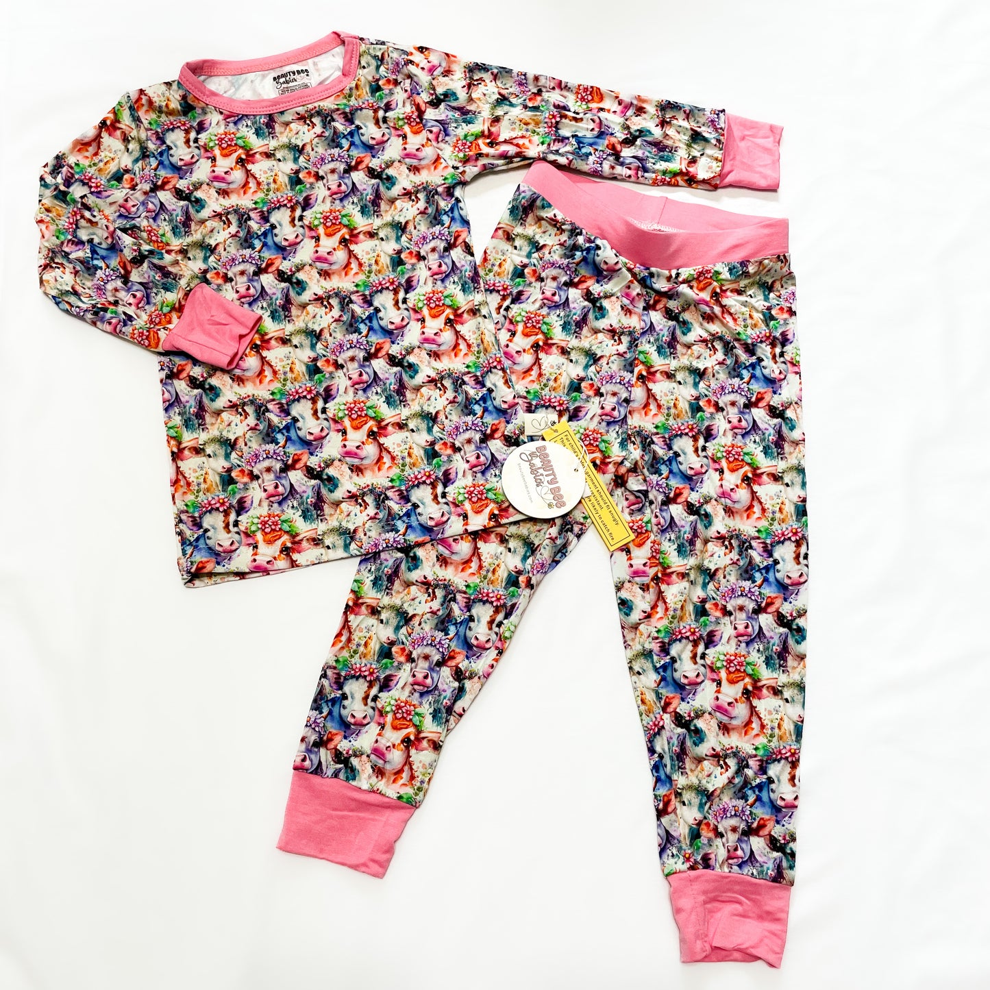 IN STOCK Floral Cows Bamboo Viscose Pajamas