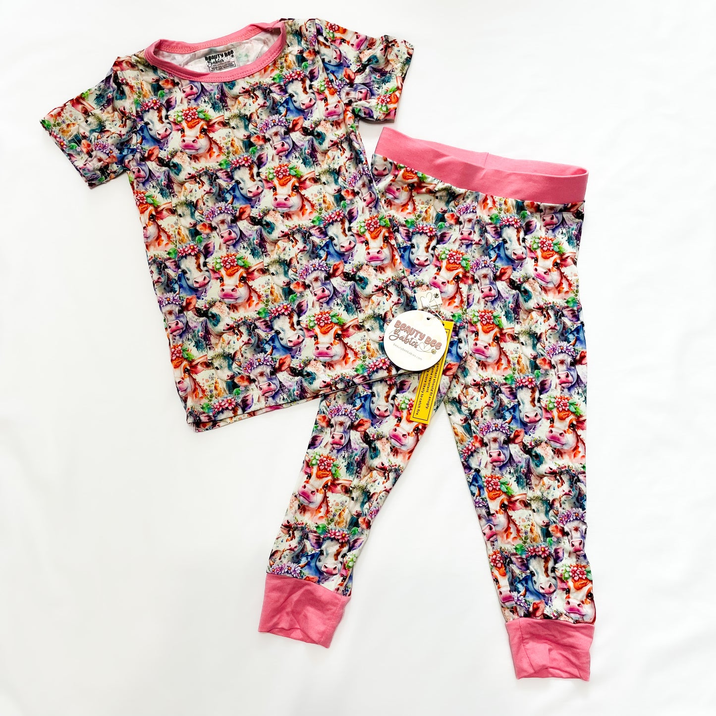 IN STOCK Floral Cows Bamboo Viscose Pajamas