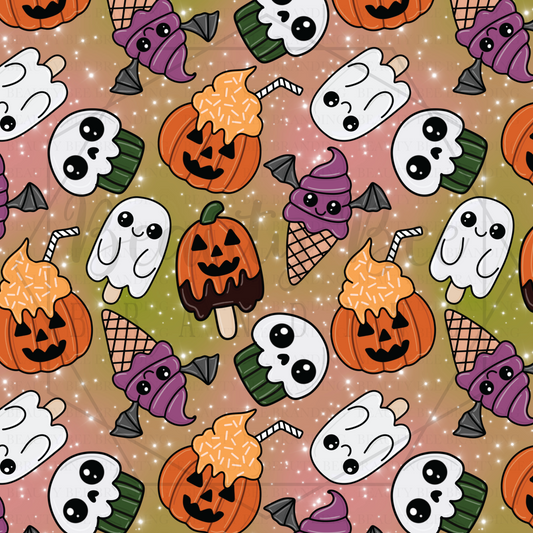 Spooky Treats Orange SEAMLESS PATTERN