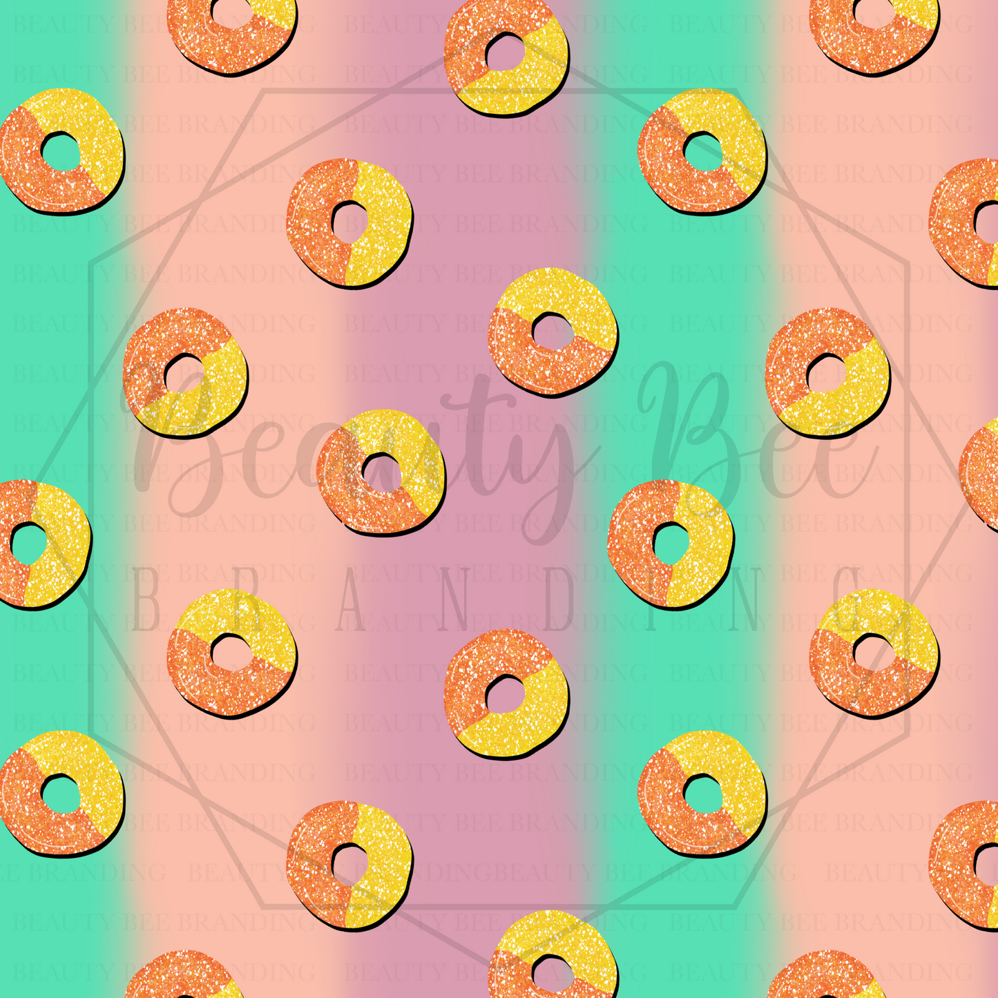 Sugar Rush Peach Rings Gradient V1 SEAMLESS PATTERN