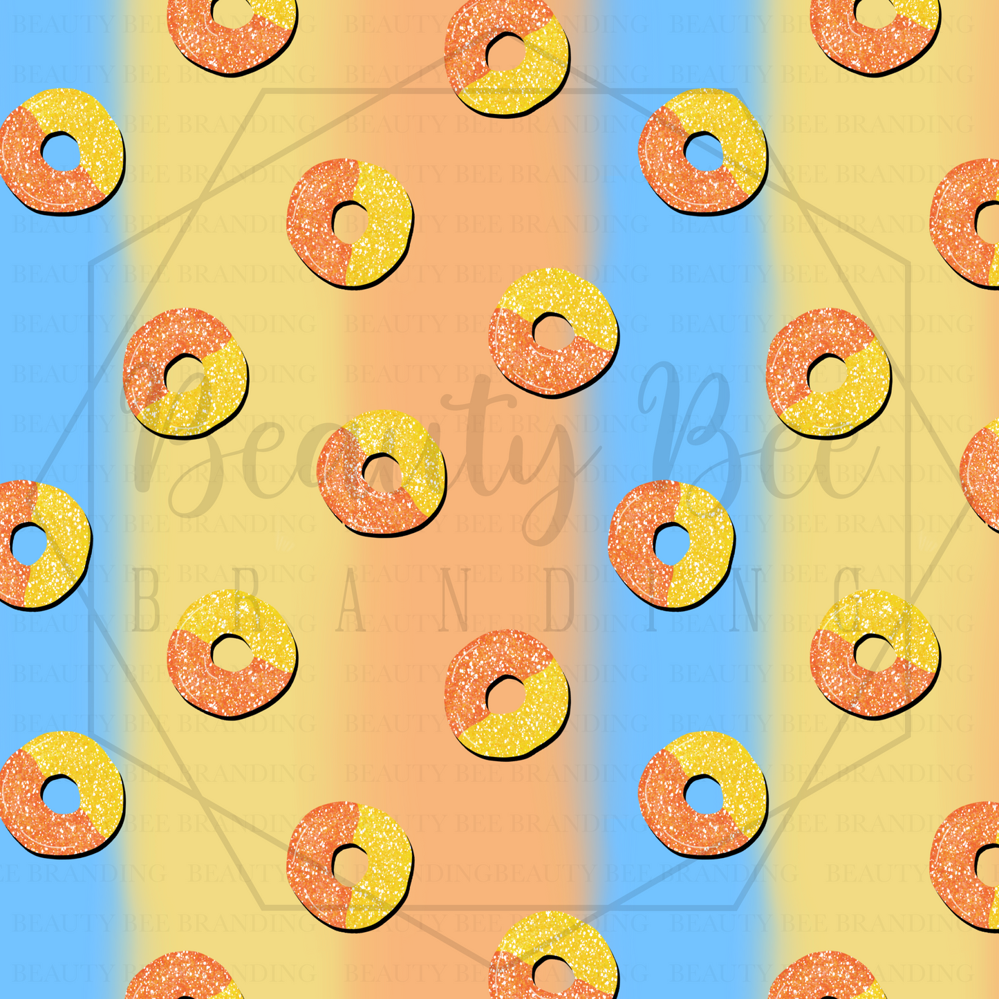 Sugar Rush Peach Rings Gradient V2 SEAMLESS PATTERN