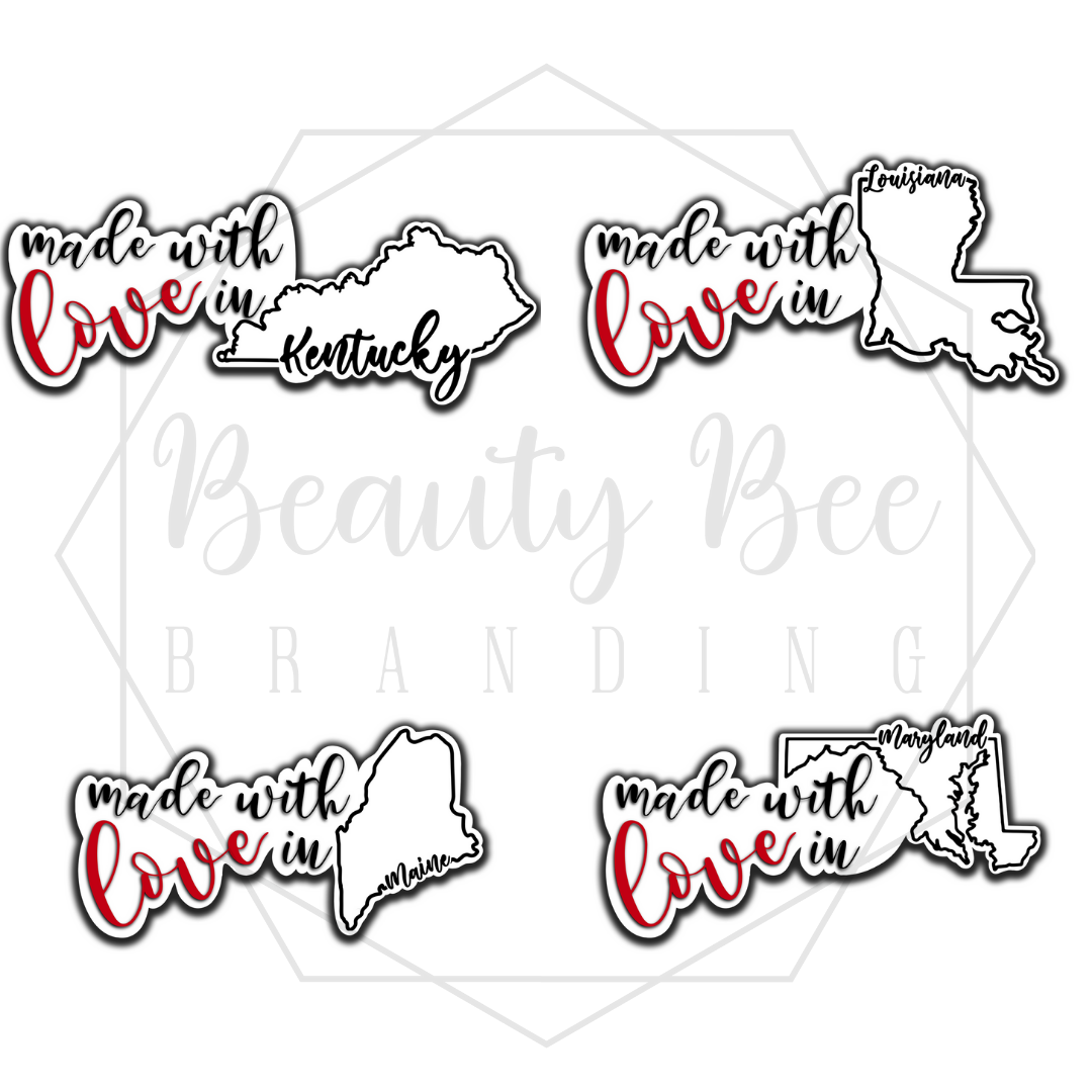 Made With Love In YOUR STATE Sticker Sheet