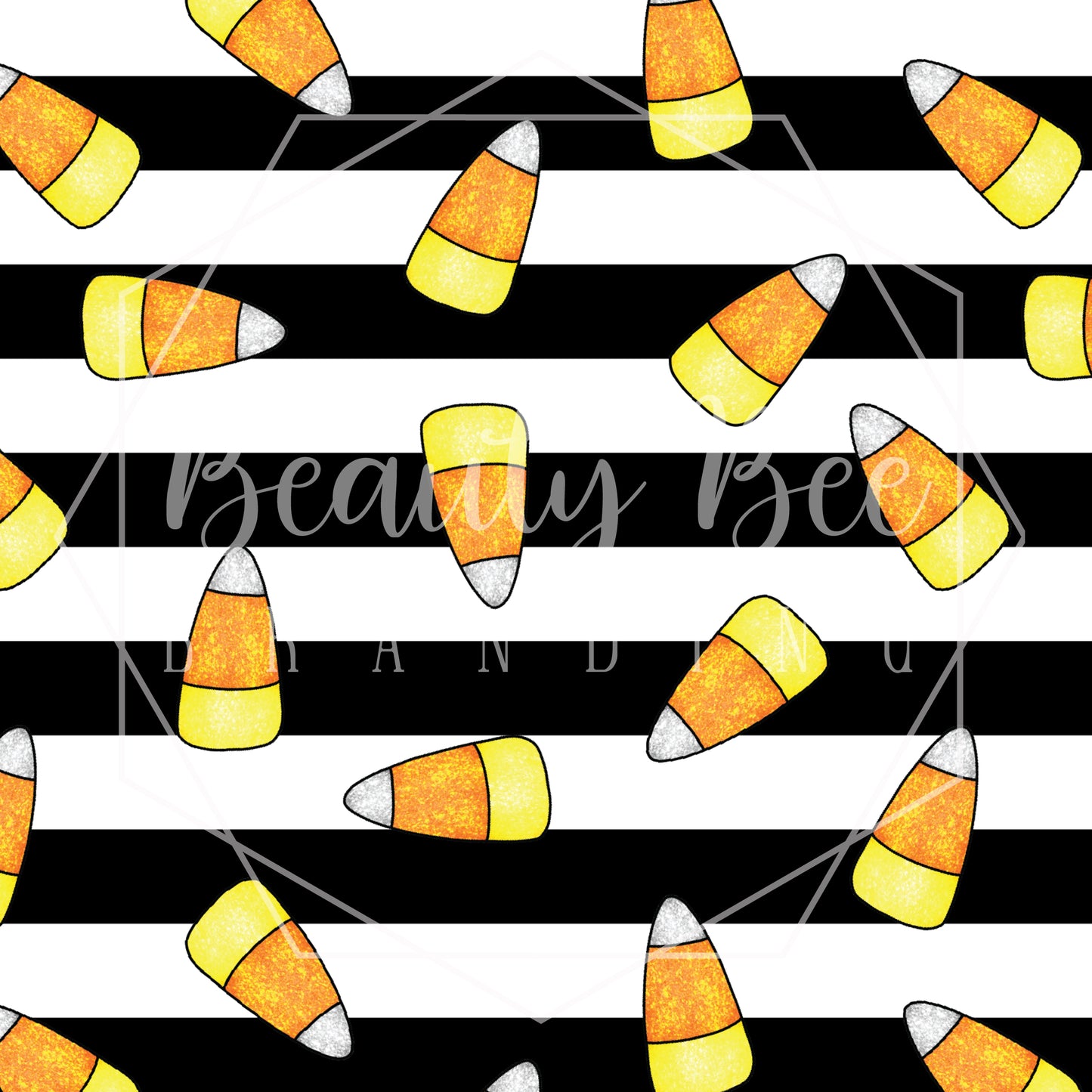 Glitter Candy Corn Black Stripes SEAMLESS PATTERN