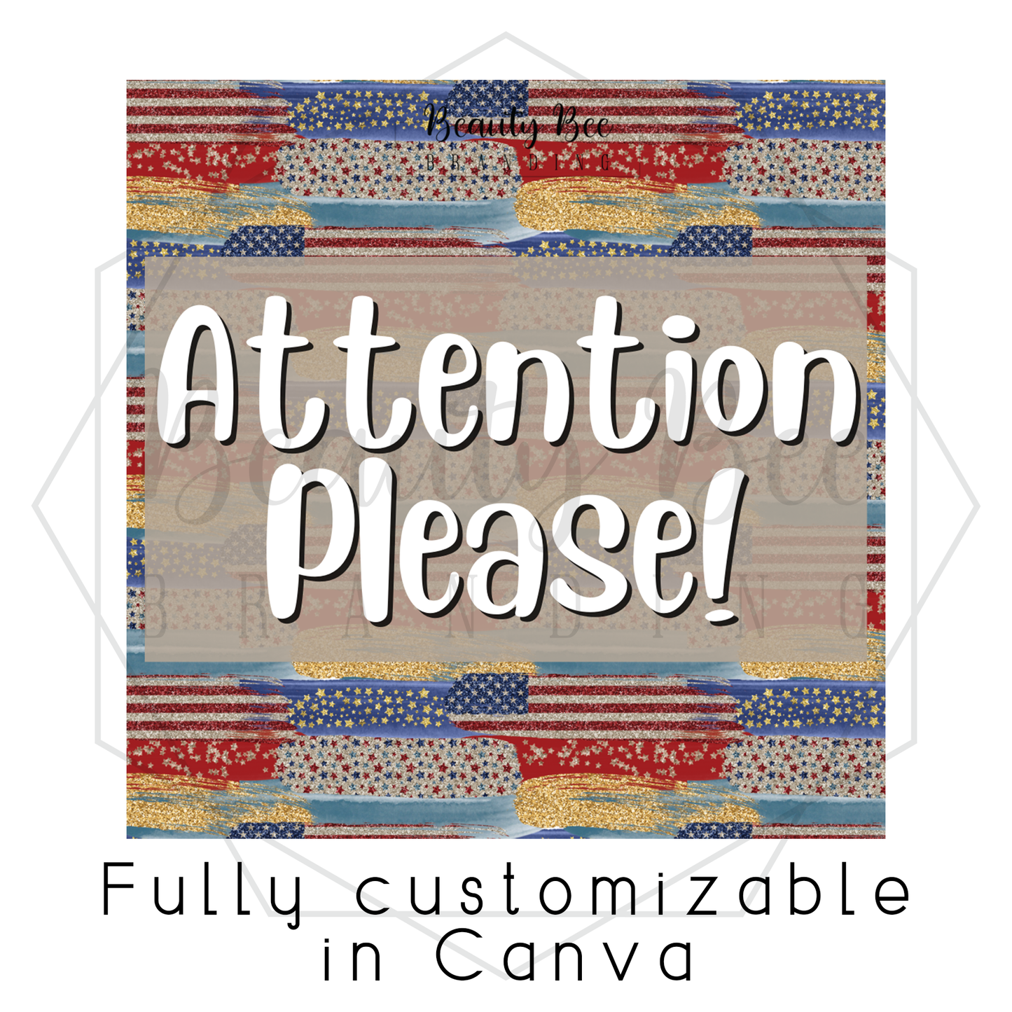Announcement American Flag Editable Template
