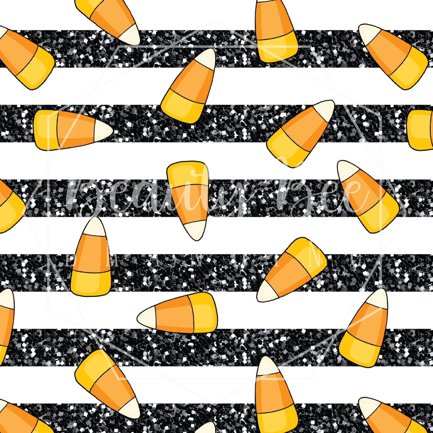 Candy Corn Glitter Stripes SEAMLESS PATTERN