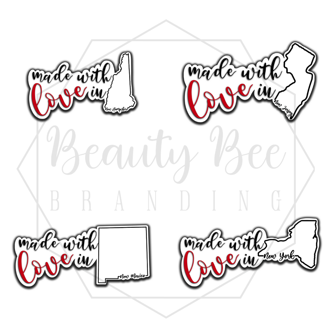 Made With Love In YOUR STATE Sticker Sheet