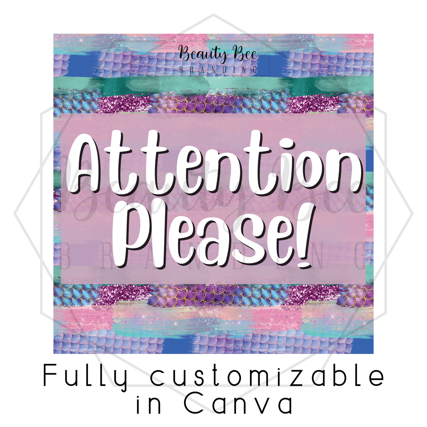 Announcement Mermaid Scales Editable Template