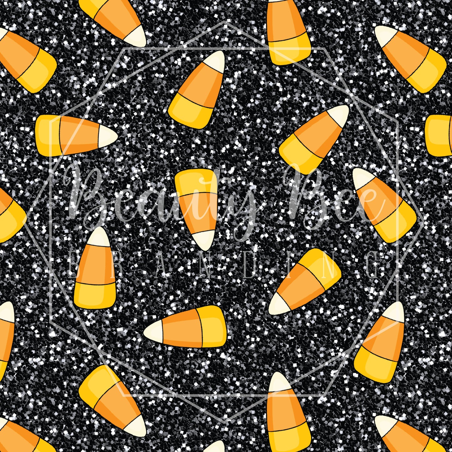 Candy Corn Black Glitter SEAMLESS PATTERN