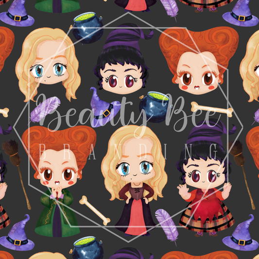 Sister Witches SEAMLESS PATTERN