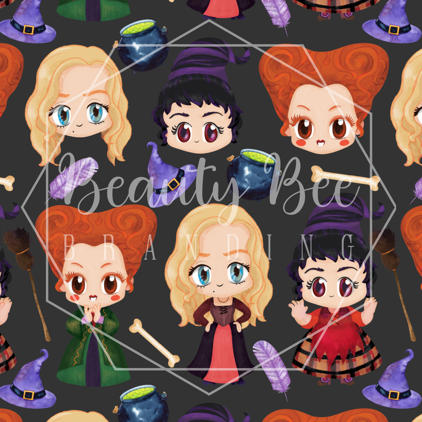 Sister Witches SEAMLESS PATTERN