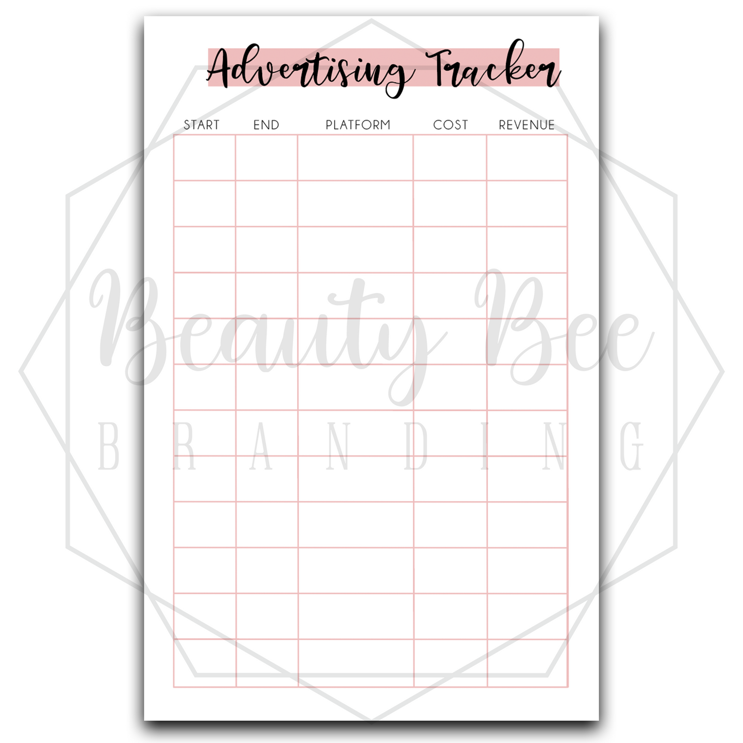 Planner Inserts - Advertising Tracker
