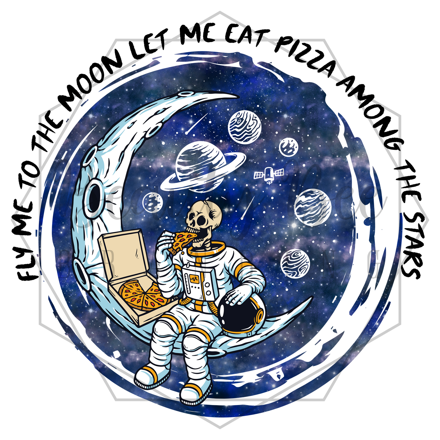 Space Dreams Fly Me To The Moon DIGITAL DECAL - Sublimation and Print & Cut Files