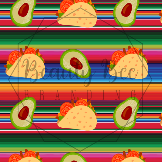 Taco & Avocado Serape SEAMLESS PATTERN