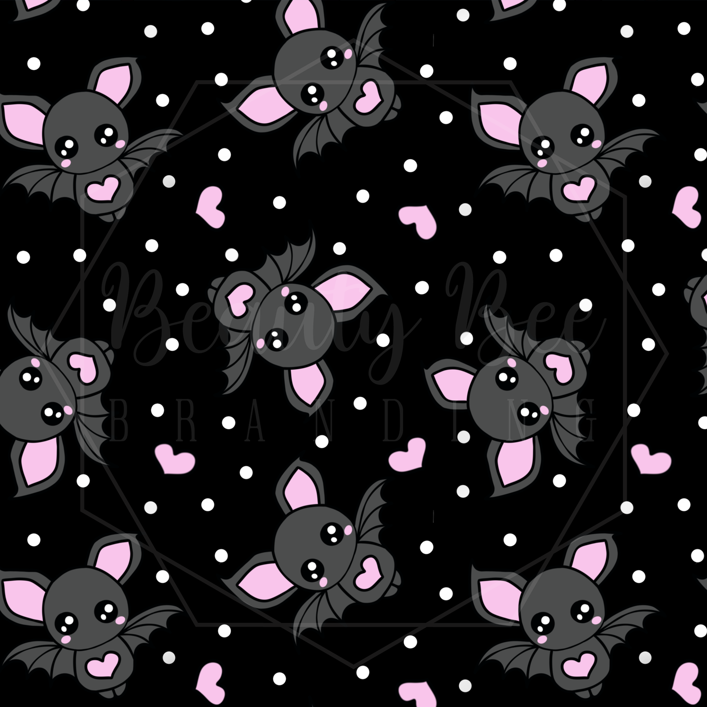 Spooky Love Bats Black SEAMLESS PATTERN