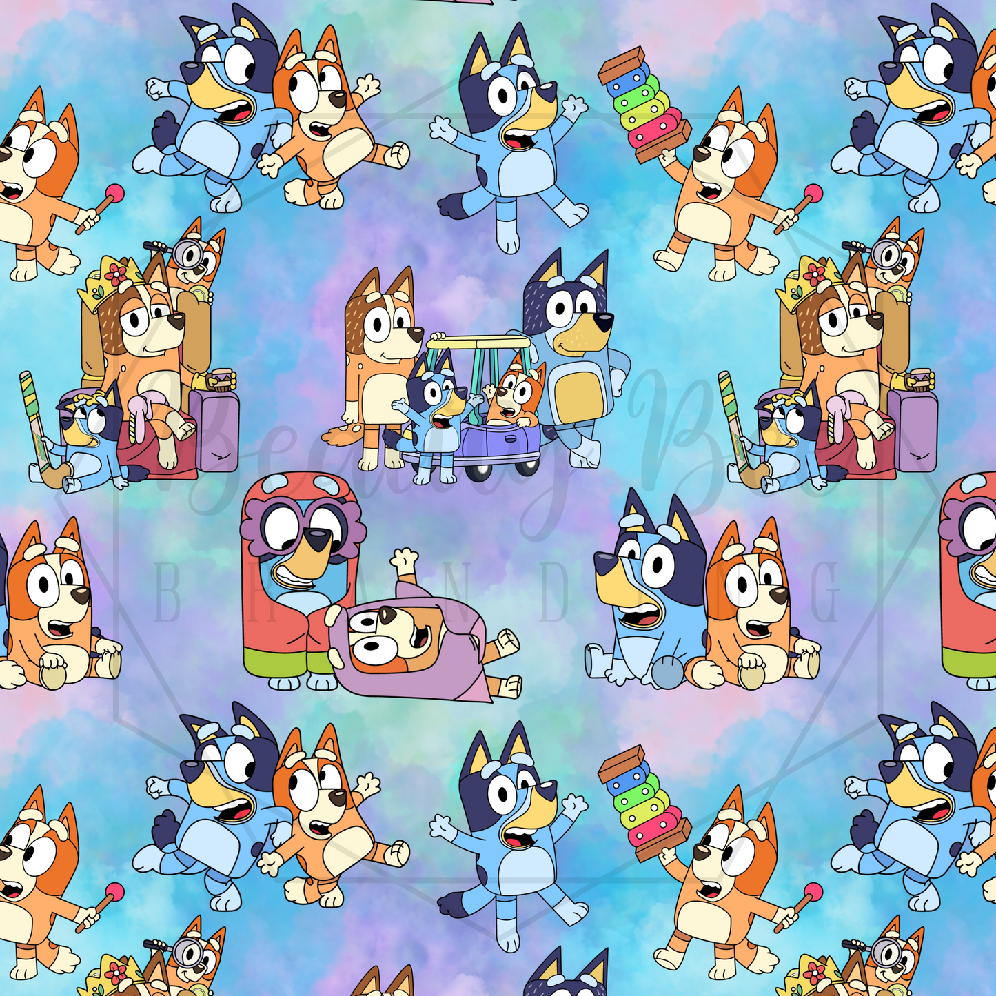 Blue Dog Family SEAMLESS PATTERN