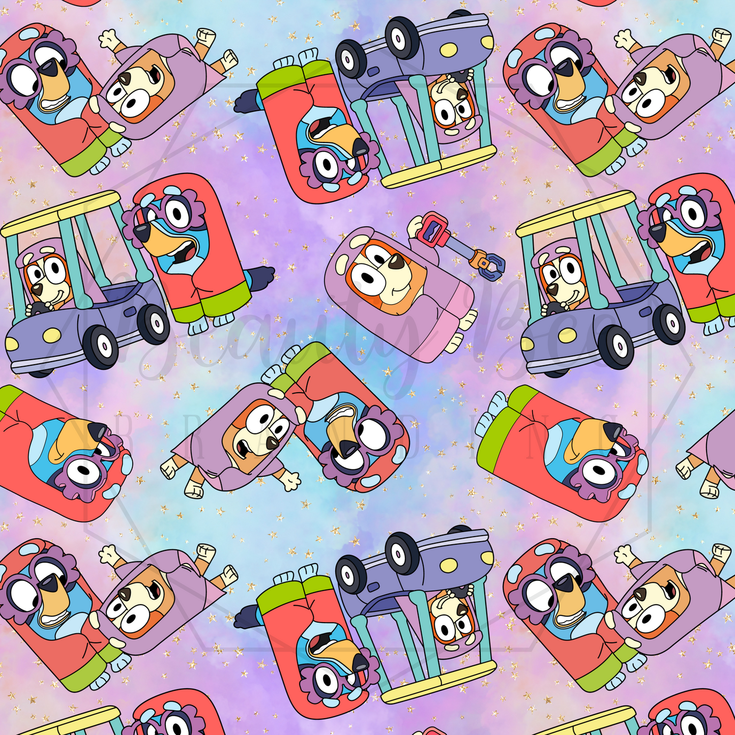 Blue Dog Grannies SEAMLESS PATTERN