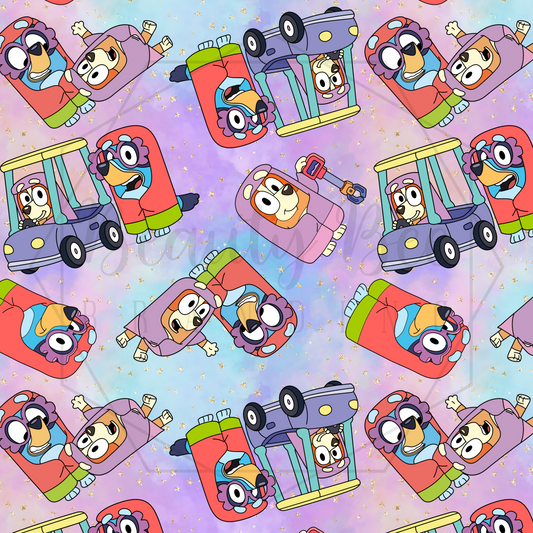 Blue Dog Grannies SEAMLESS PATTERN