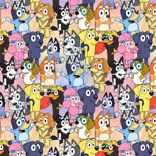 Blue Dog Friends SEAMLESS PATTERN