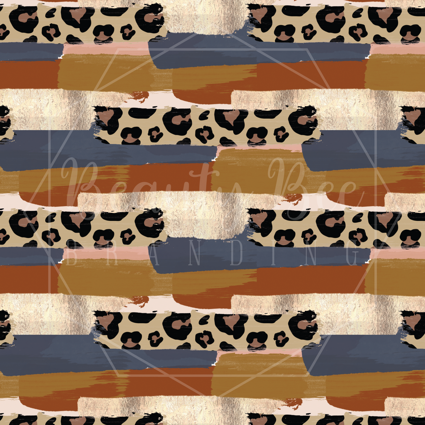 Boho Leopard Brush Strokes SEAMLESS PATTERN