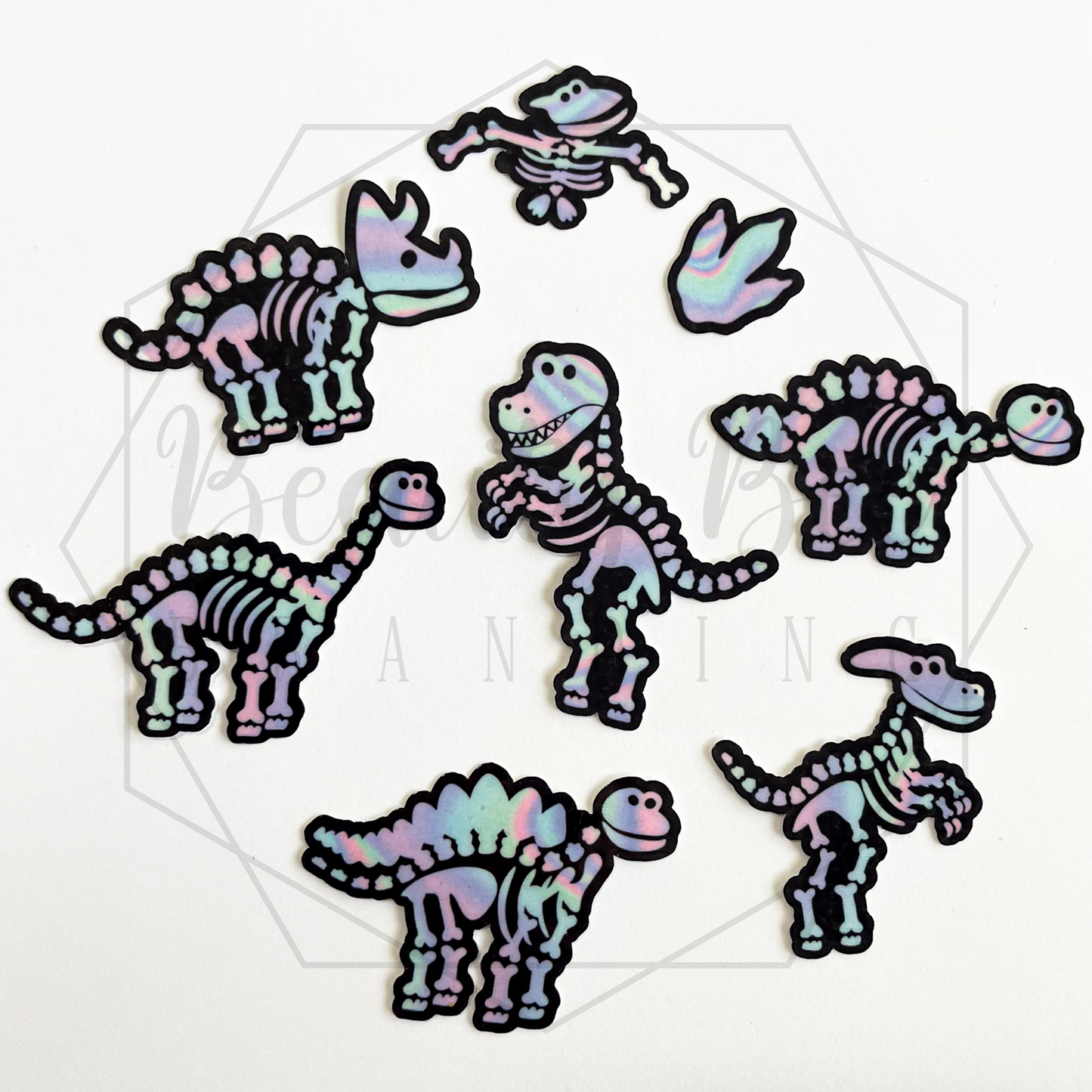 Dino Bones Holo Temporary Tattoos