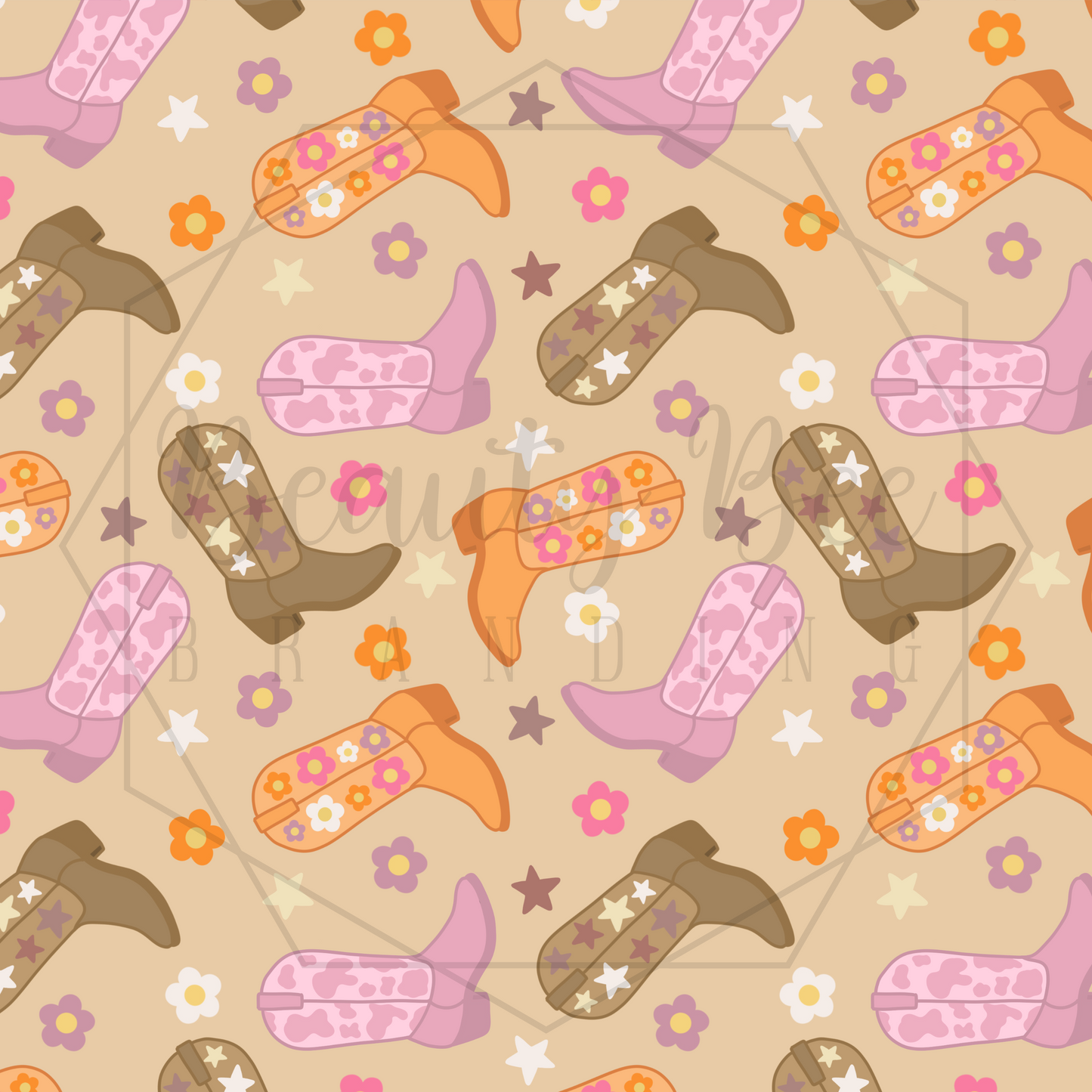 Let's Go Girls Tan SEAMLESS PATTERN