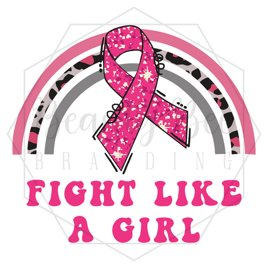 Breast Cancer Fight Like a Girl Rainbow DIGITAL DECAL - Sublimation and Print & Cut Files