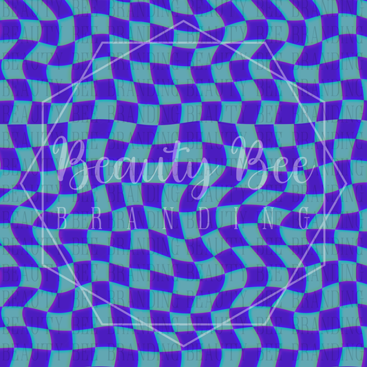 Groovy Neon Checks Blue SEAMLESS PATTERN