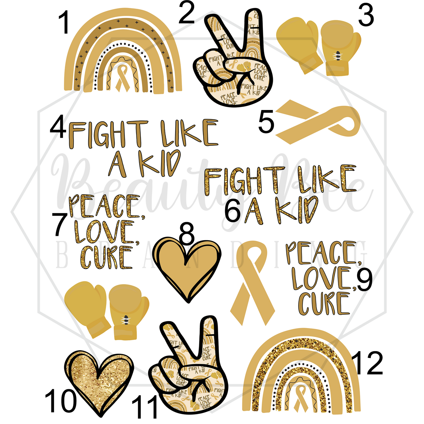 Childhood Cancer Temporary Tattoos