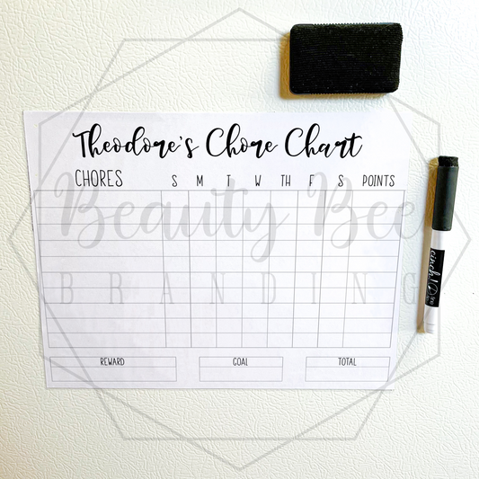Chore Chart DRY ERASE FRIDGE MAGNET