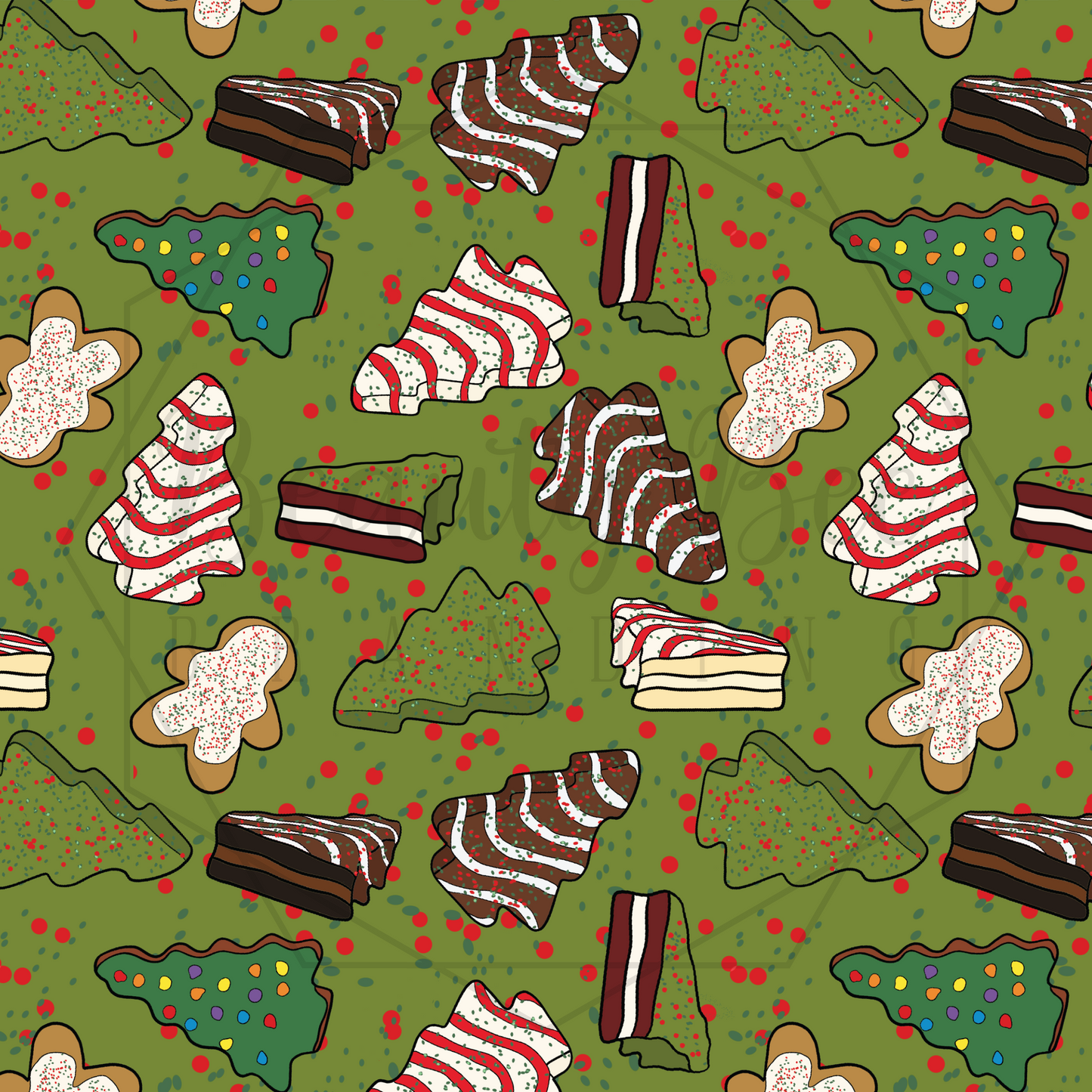 Christmas Snacks Green SEAMLESS PATTERN