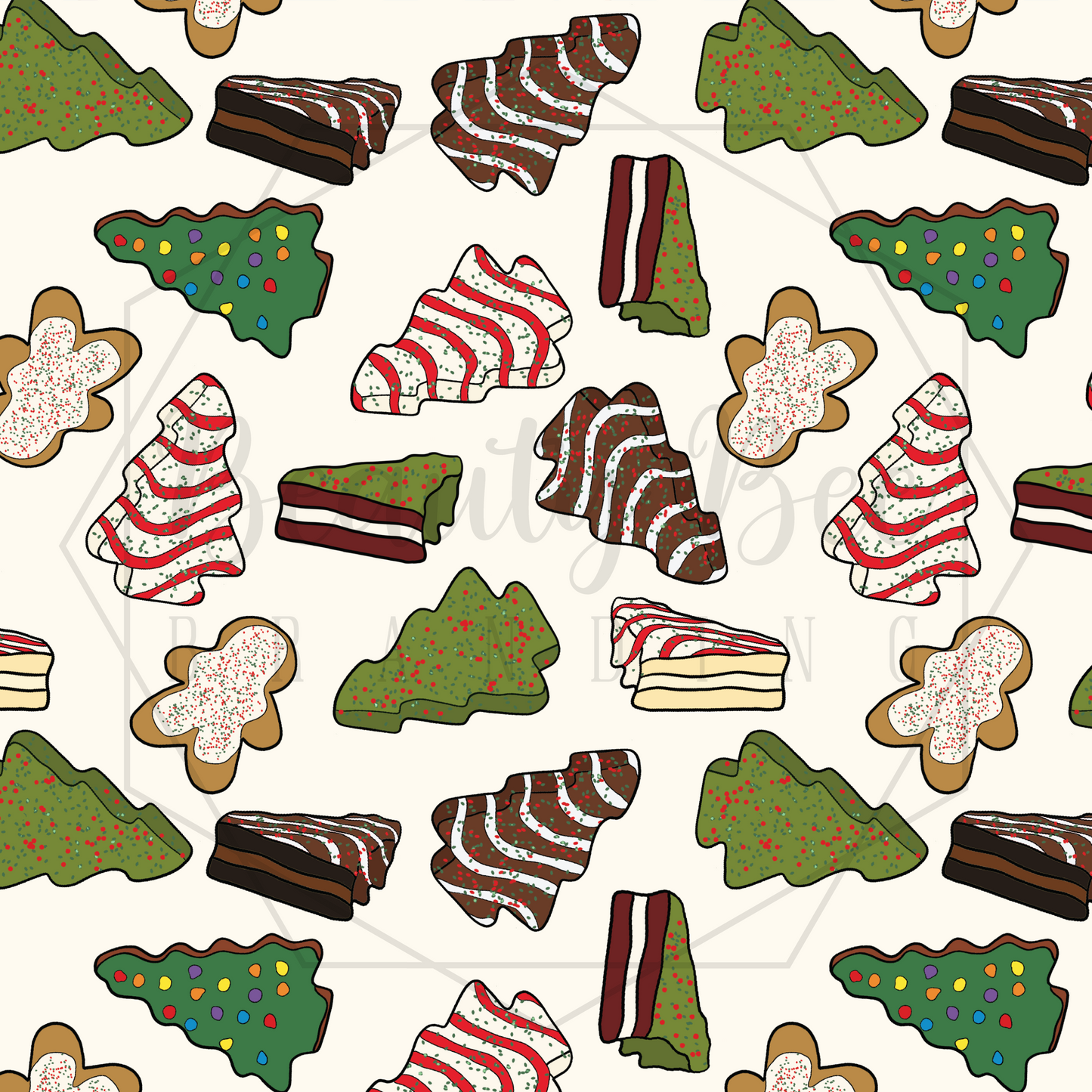 Christmas Snacks Cream SEAMLESS PATTERN