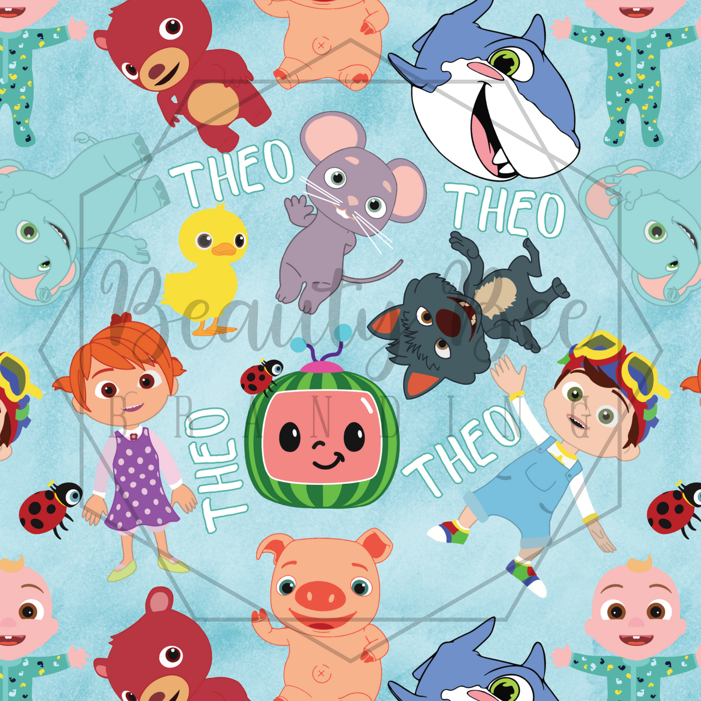 Fruit Family Blue Customized SEAMLESS PATTERN