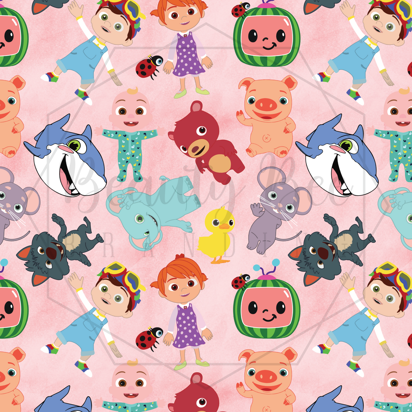 Fruit Family Watercolor Pink SEAMLESS PATTERN