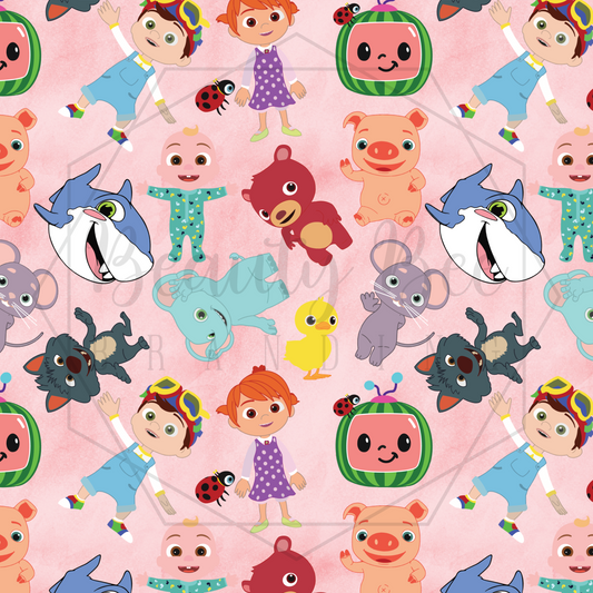 Fruit Family Watercolor Pink SEAMLESS PATTERN