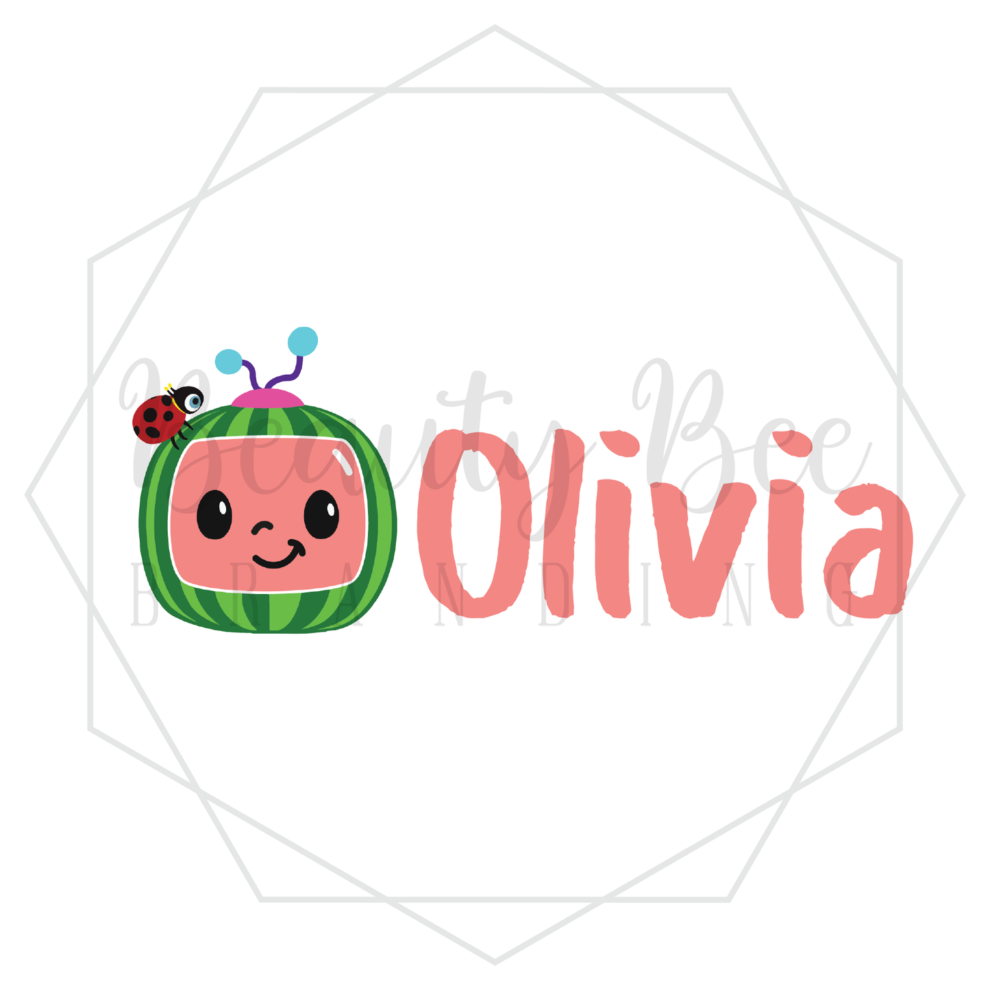 Fruit Family Pink Customized DIGITAL DECAL - Sublimation and Print & Cut Files