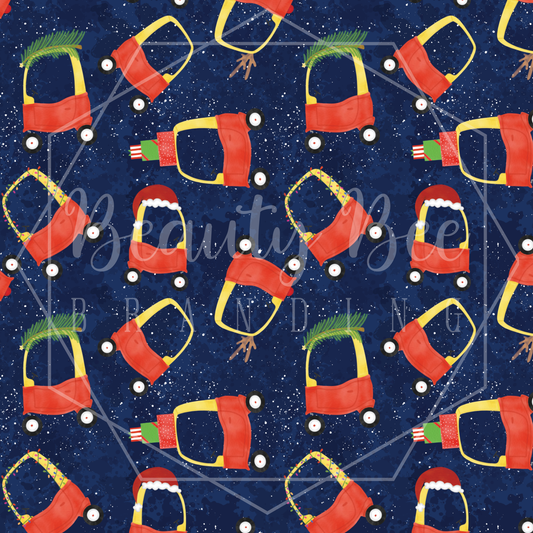 Christmas Little Coupe Night Snow SEAMLESS PATTERN