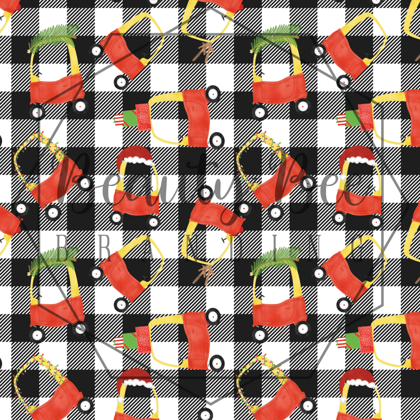 Christmas Little Coupe Plaid SEAMLESS PATTERN