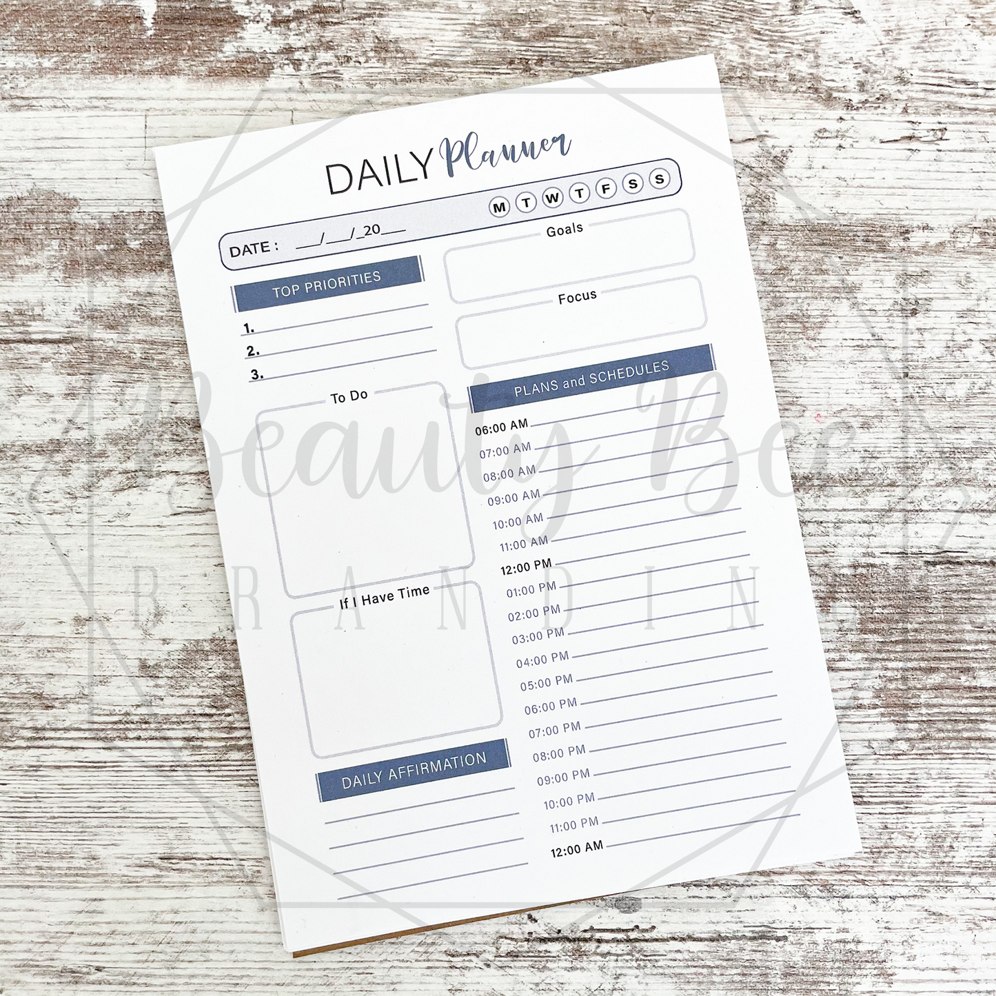 Daily Task Planner Tear Off Pad