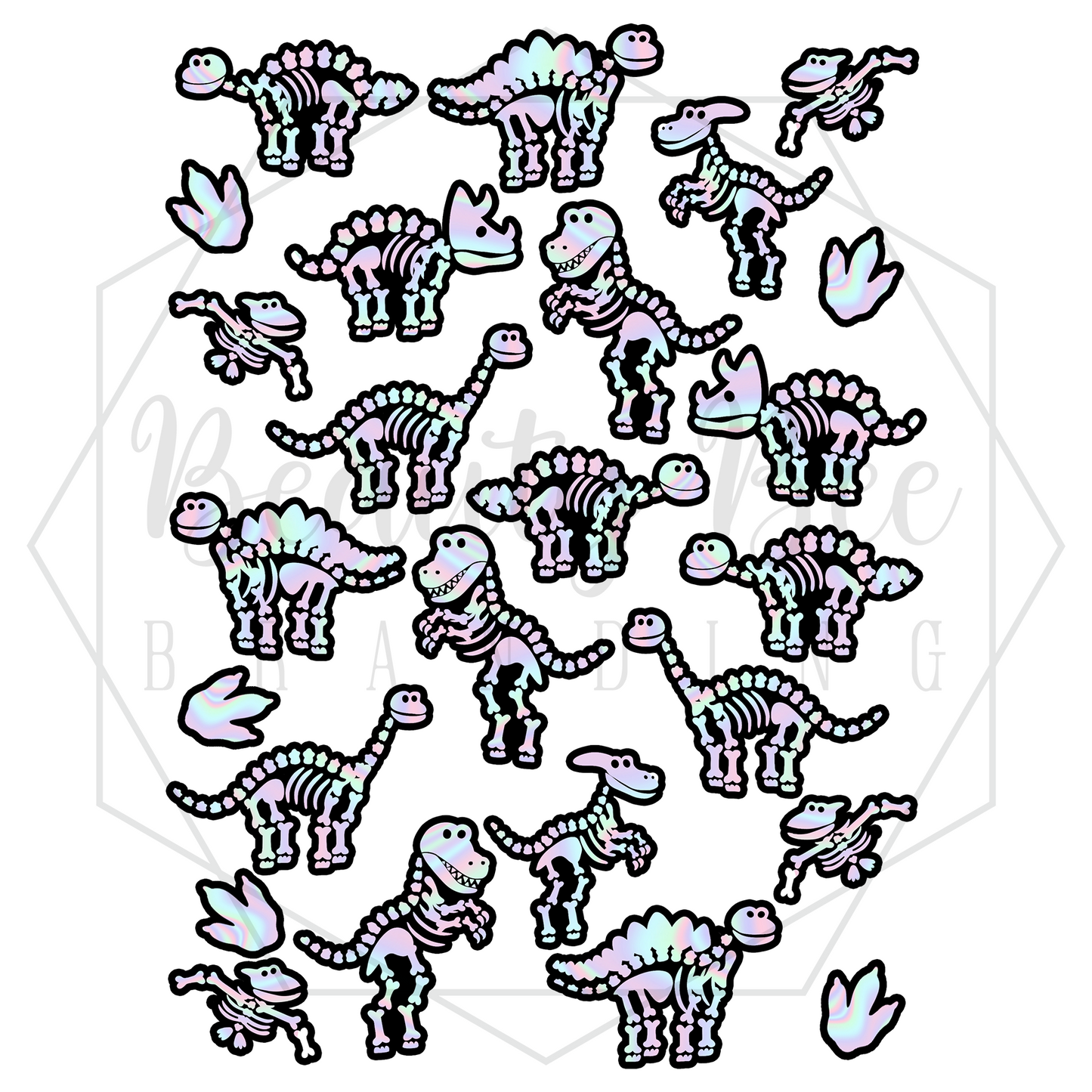 Dino Bones Holo Temporary Tattoos