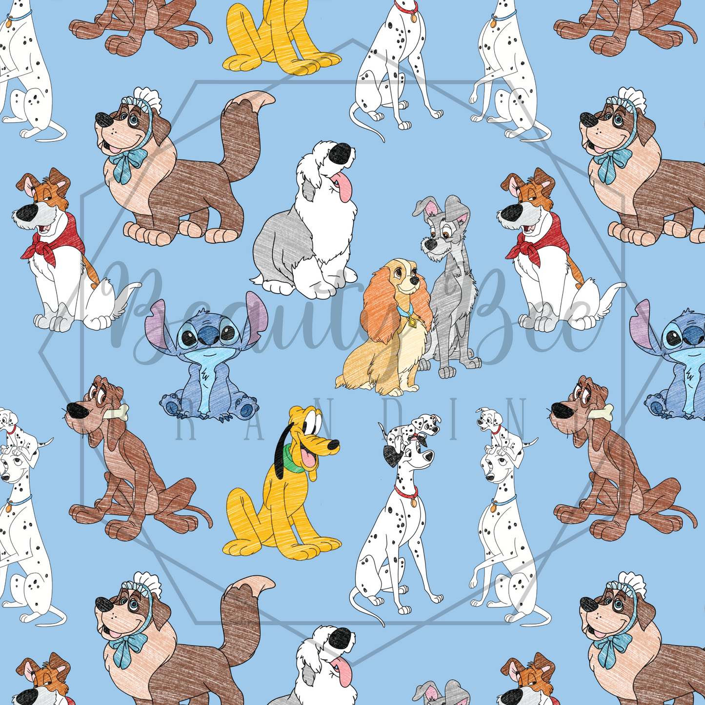 Walt's Dogs Blue V1 SEAMLESS PATTERN
