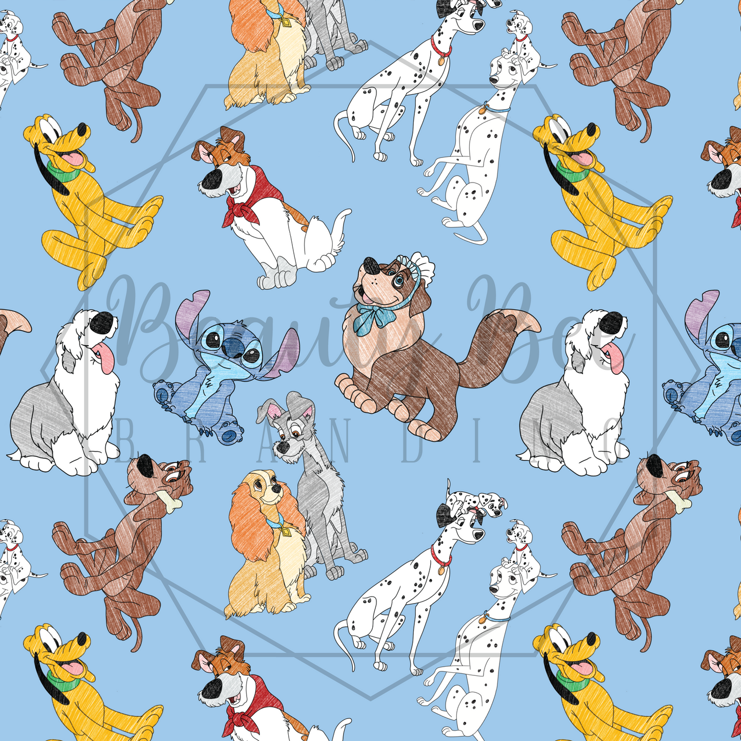 Walt's Dogs Blue V2 SEAMLESS PATTERN